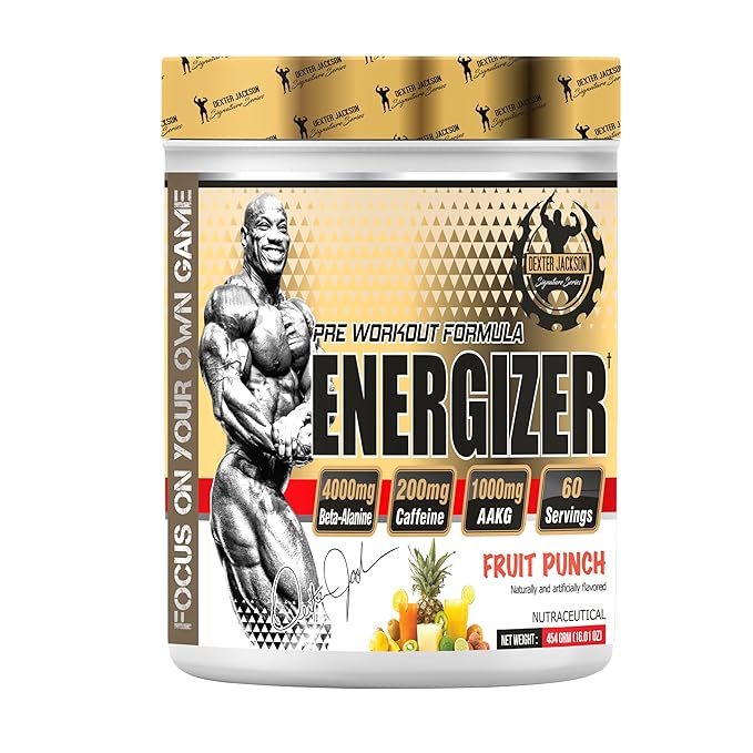 Dexter Jackson Energizer | Pre-Workout Powder | Fruit Punch Flavor | 60 Servings  454 Gram